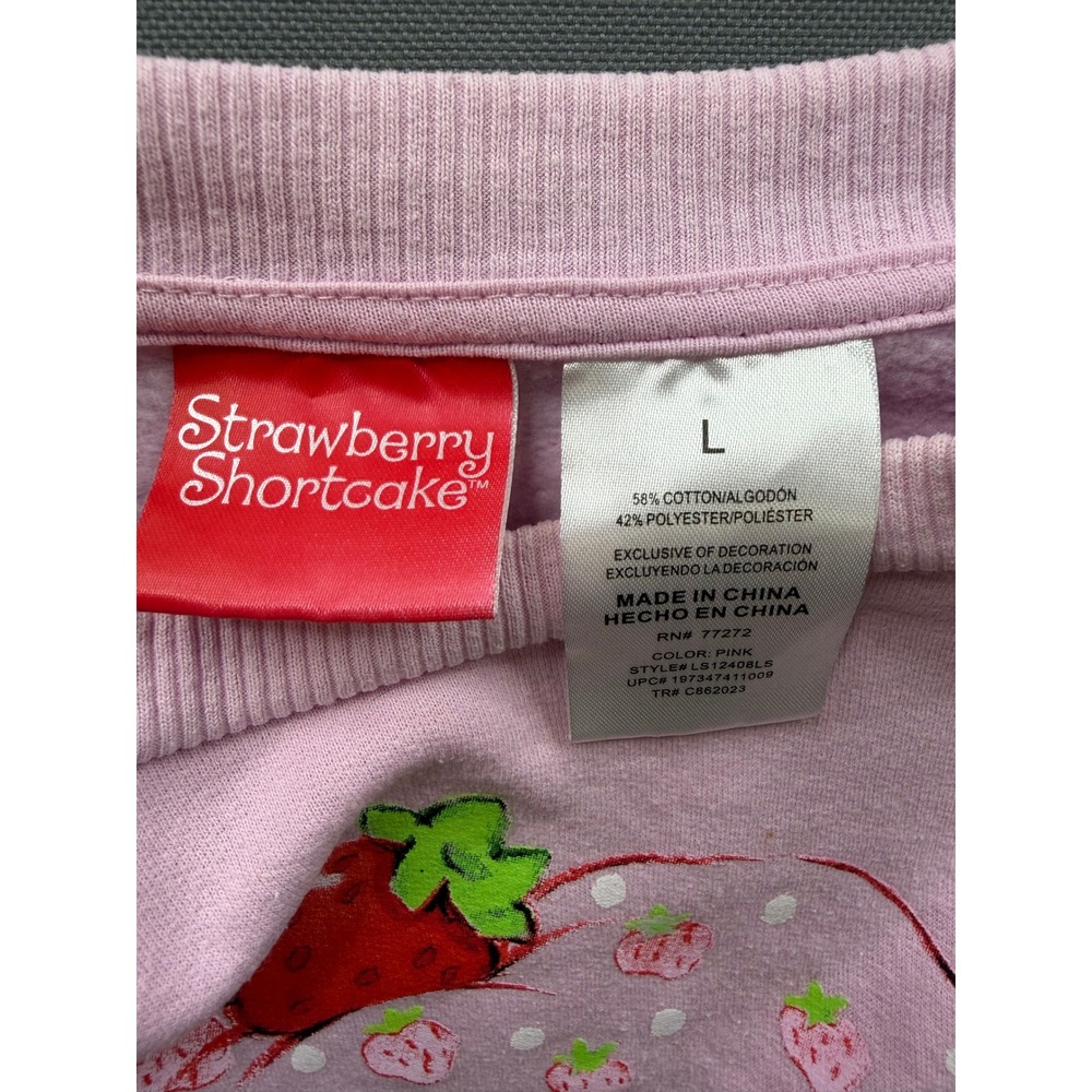 Strawberry Shortcake Sweatshirt Womens Pink Graphic Retro Pullover Large - Picture 7 of 7